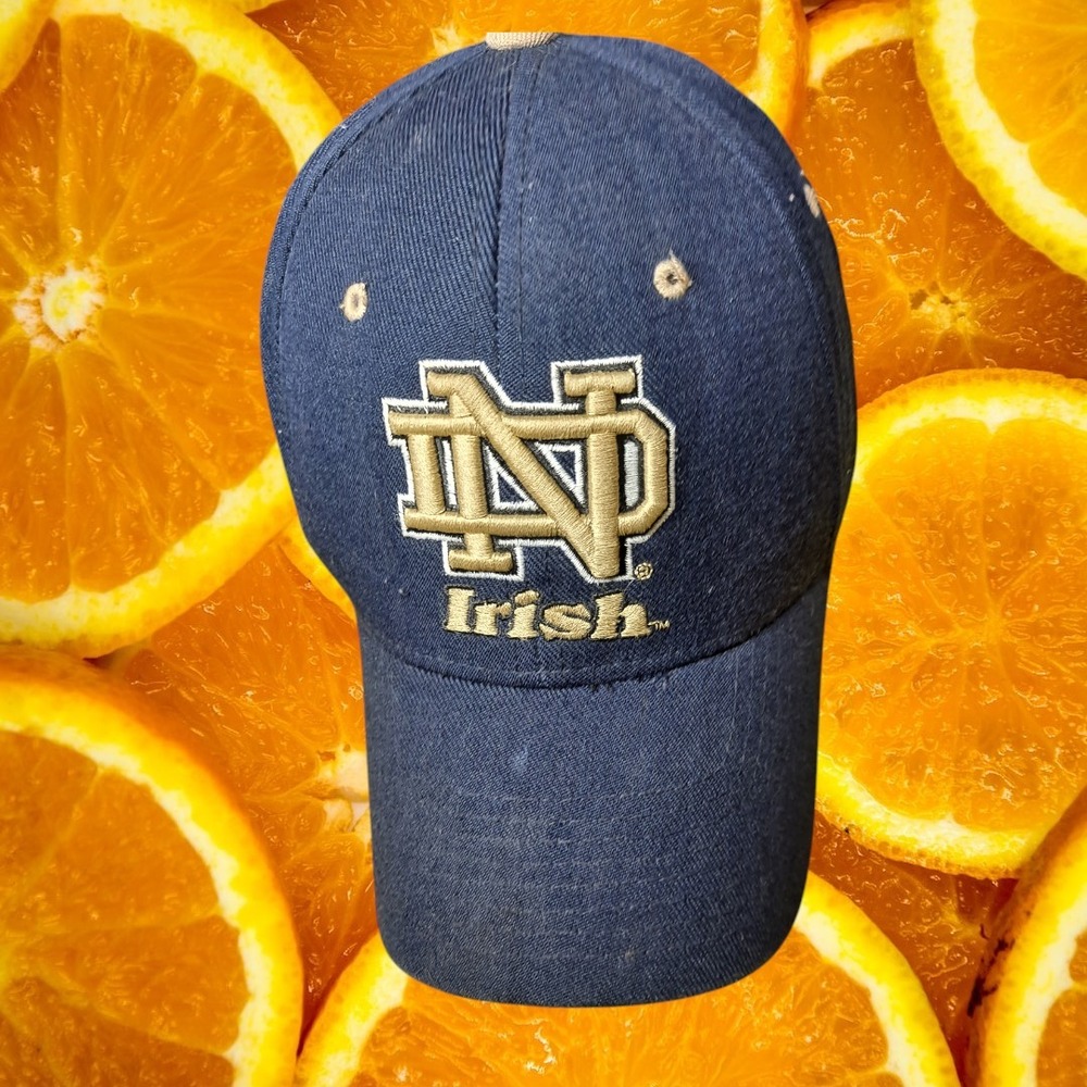 Zephyr Notre Dame Irish Hat Cap Fitted ND Logo‎ Shamrock Navy Blue